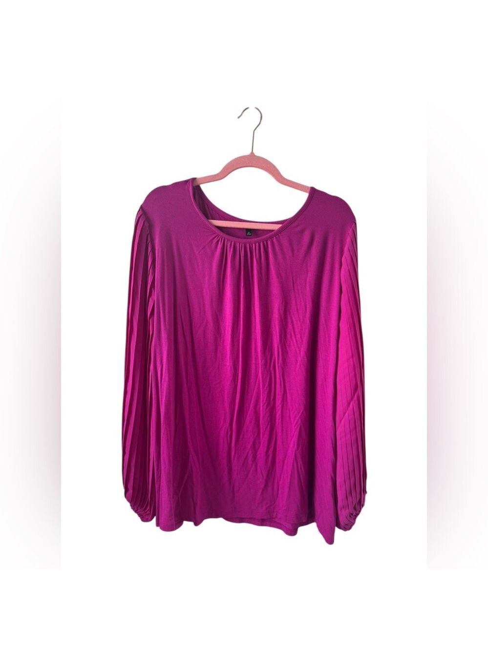 Talbots - Pleated Sleeve Crewneck Top - Easy, Relaxed Fit 3XL